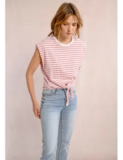 Camiseta de manga corta con estampado y lazada