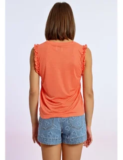 Camiseta de manga corta detalle volantes