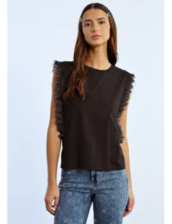 Camiseta de manga corta detalle volantes