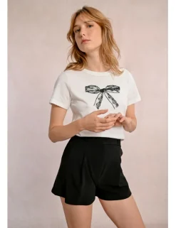 Camiseta de manga corta estampado lazo
