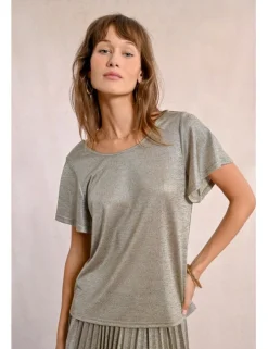 Camiseta de manga corta en tejido brillante