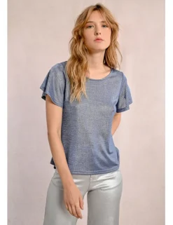 Camiseta de manga corta en tejido brillante