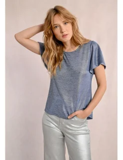 Camiseta de manga corta en tejido brillante