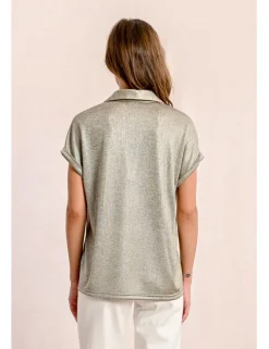 Camiseta de manga corta en tejido brillante