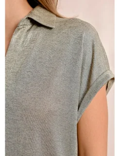 Camiseta de manga corta en tejido brillante