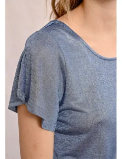 Camiseta de manga corta en tejido brillante