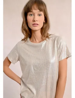 Camiseta de manga corta en tejido brillante