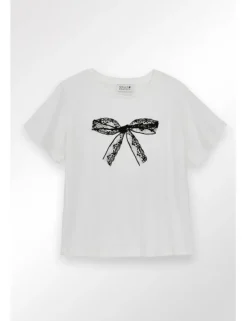 Camiseta de manga corta estampado lazo