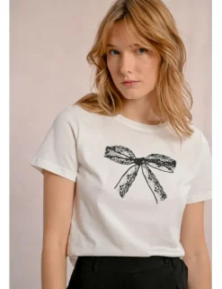 Camiseta de manga corta estampado lazo