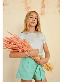 Camiseta de manga corta en tejido brillante