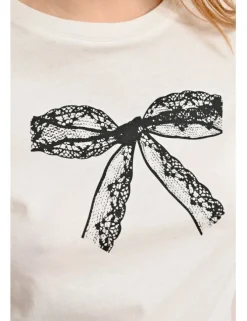 Camiseta de manga corta estampado lazo