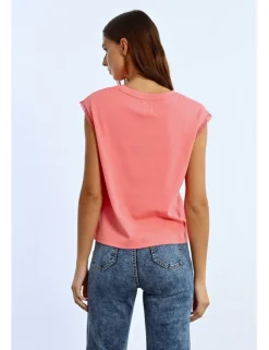 Camiseta de manga corta tejido brillante