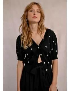 Cárdigan de manga corta con corazones