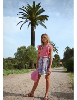 Falda con estampado y pliegues
