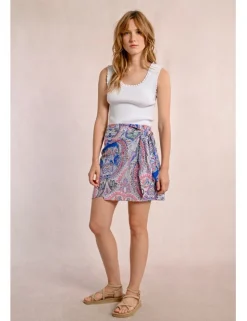 Falda corta con estampado y lazada