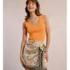 Falda corta con estampado y lazada