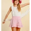Falda corta con estampado y volantes