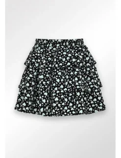 Falda corta con estampado y volantes