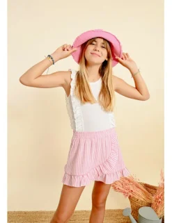 Falda corta con estampado y volantes