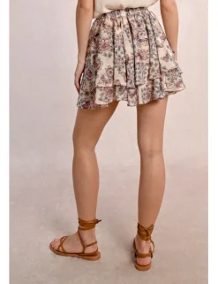 Falda corta con estampado y volantes