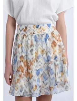 Falda corta con volantes y estampado