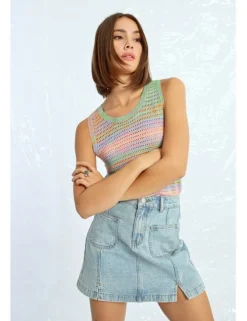Falda corta vaquera estampado lunares
