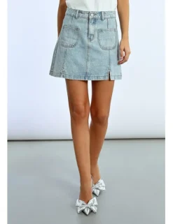 Falda corta vaquera estampado lunares