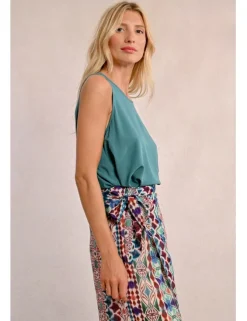 Falda larga con estampado y lazada