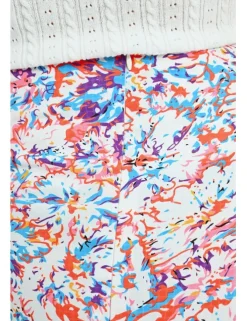 Falda midi asimétrica estampado multicolor