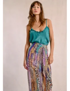 Falda midi con estampado y lazada