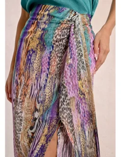 Falda midi con estampado y lazada