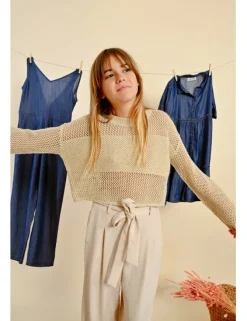 Jersey de manga acampanada detalle transparencias