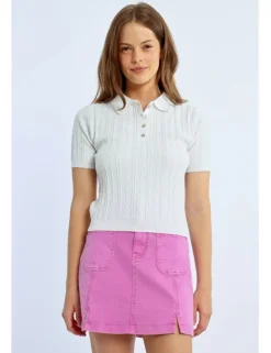 Jersey de manga corta cuello solapa