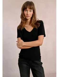 Jersey de manga corta detalle pliegues y lazada