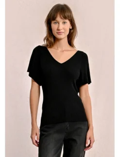 Jersey de manga corta detalle pliegues y lazada