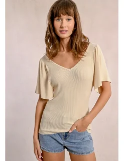 Jersey de manga corta detalle pliegues y lazada