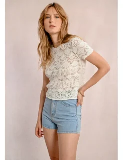 Jersey de manga corta en punto bordado