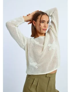 Jersey de manga larga con flores bordadas