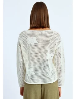 Jersey de manga larga con flores bordadas