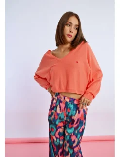 Jersey de manga larga con corazón bordado