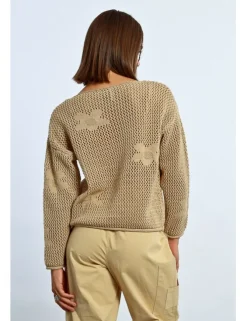 Jersey de manga larga con flores bordadas