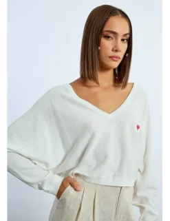 Jersey de manga larga con corazón bordado