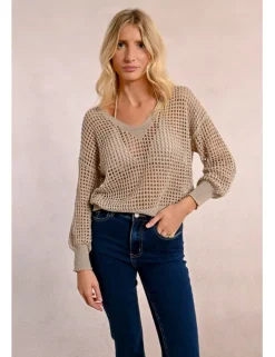 Jersey de manga larga en tejido crochet