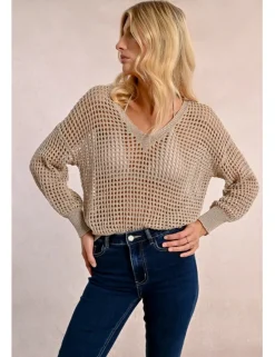 Jersey de manga larga en tejido crochet