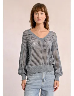 Jersey de manga larga en tejido crochet