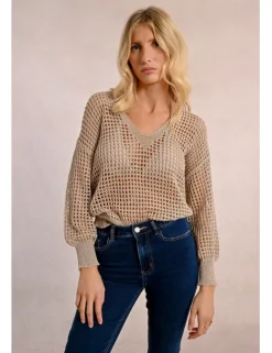 Jersey de manga larga en tejido crochet