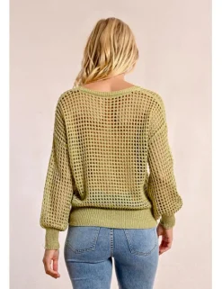 Jersey de manga larga en tejido crochet
