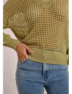 Jersey de manga larga en tejido crochet