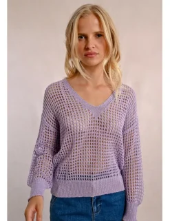 Jersey de manga larga en tejido crochet