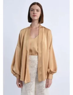 Kimono de manga abullonada en tejido satinado